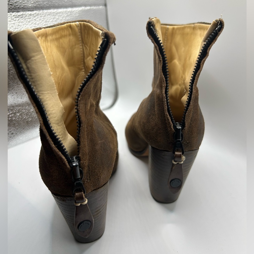 Rag & Bone Suede Ankle Boots‎ – Brown Block Heel Booties – Size 37 / US 7 - Picture 5 of 10